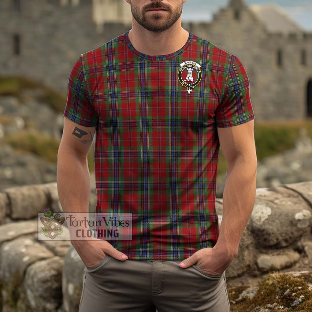 MacLean of Duart Tartan Cotton T-Shirt with Family Crest Men's Shirt - Tartanvibesclothing Shop