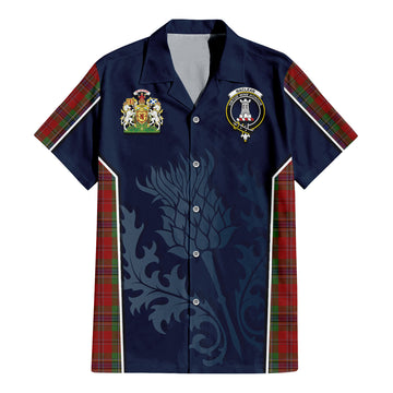 MacLean of Duart Tartan Short Sleeve Button Up Shirt with Family Crest and Scottish Thistle Vibes Sport Style