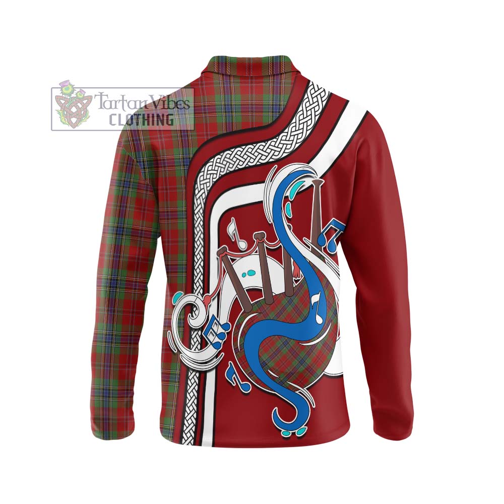 Tartan Vibes Clothing MacLean of Duart Tartan Long Sleeve Polo Shirt with Epic Bagpipe Style