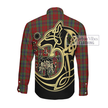 MacLean of Duart Tartan Long Sleeve Button Shirt with Family Crest Celtic Wolf Style