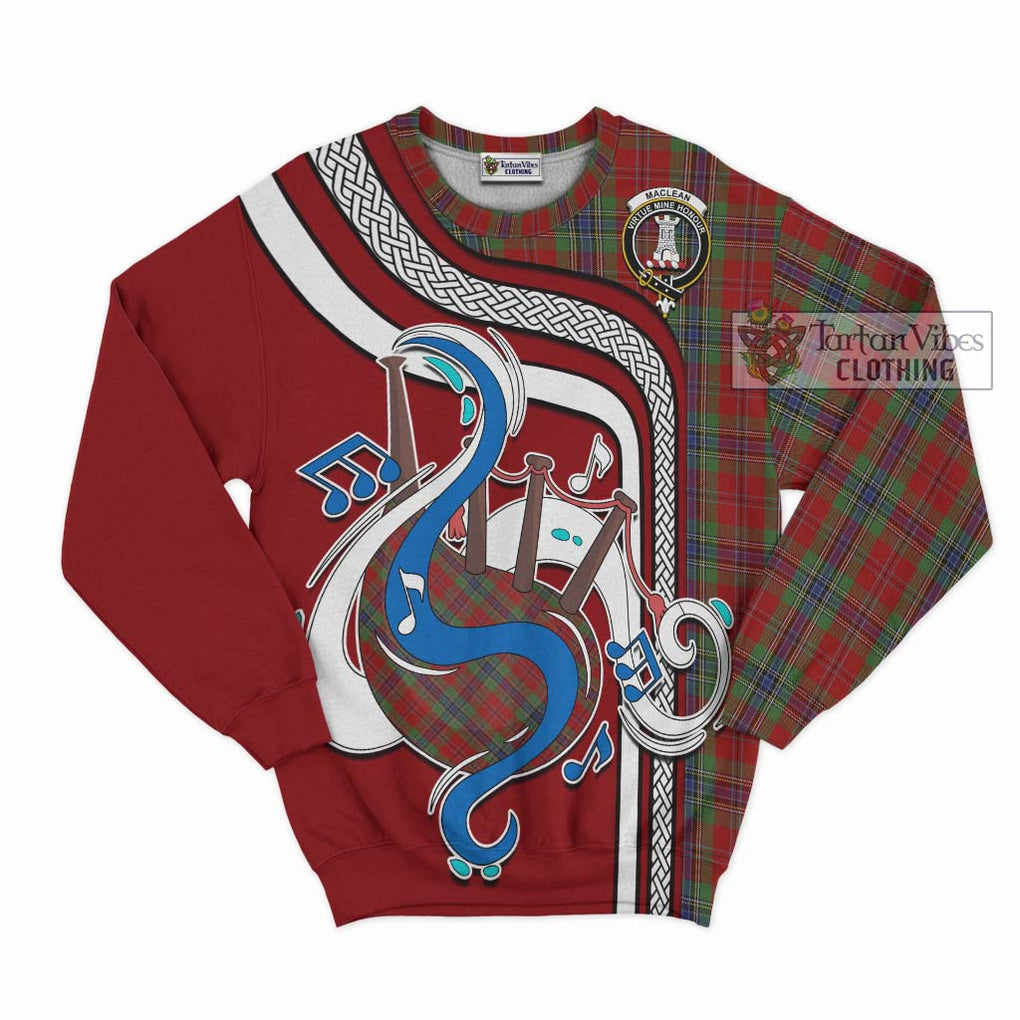 Tartan Vibes Clothing MacLean of Duart Tartan Sweatshirt with Epic Bagpipe Style