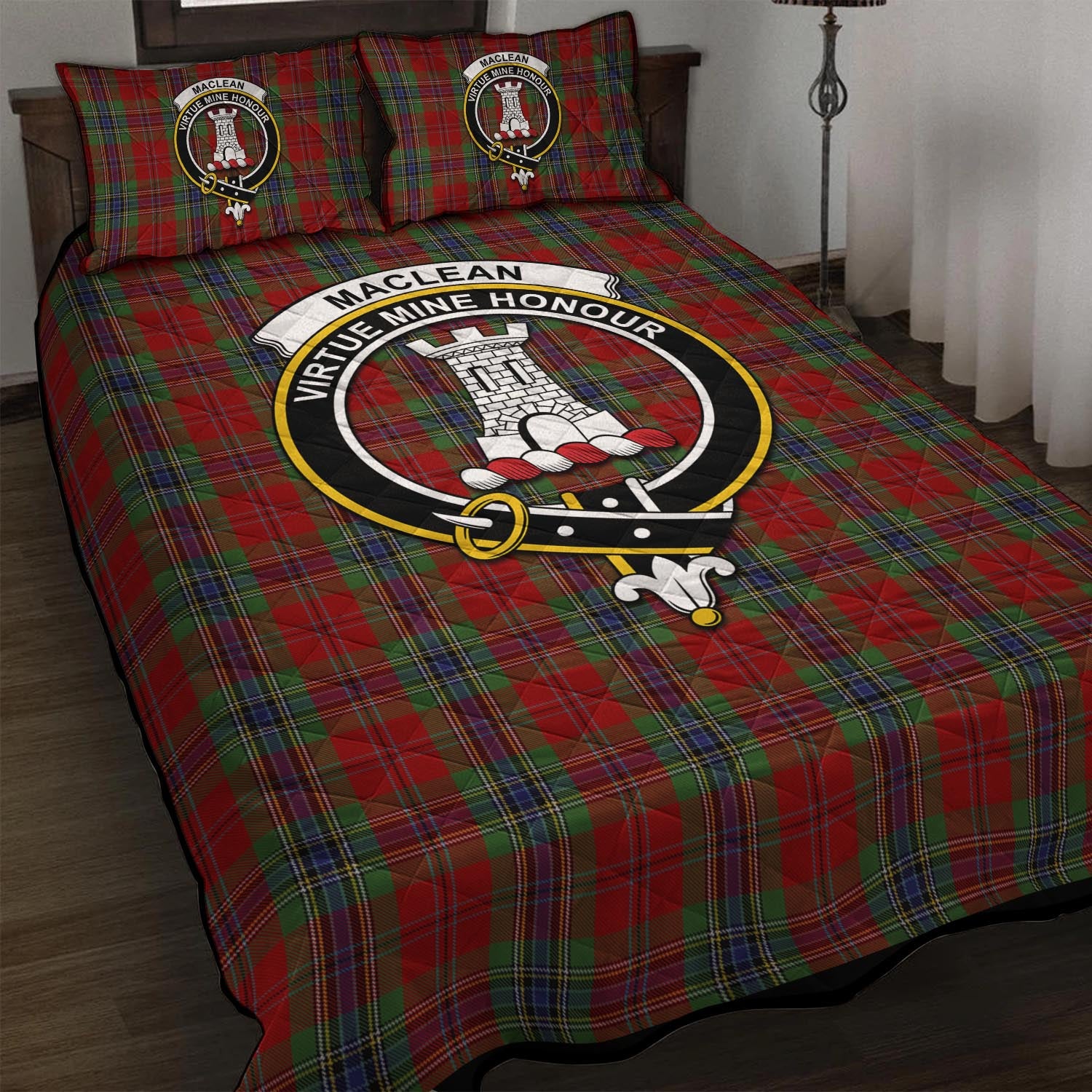 MacLean of Duart Tartan Quilt Bed Set with Family Crest - Tartan Vibes Clothing