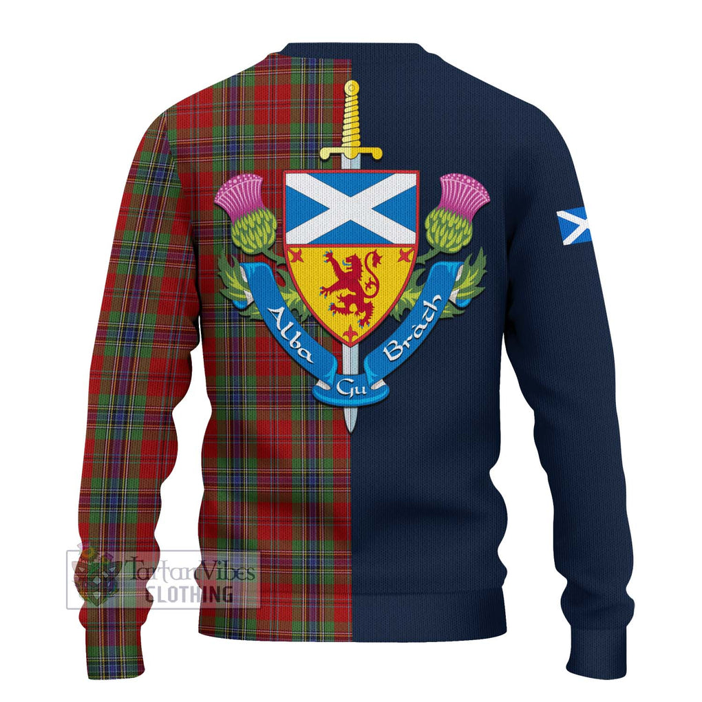 Tartan Vibes Clothing MacLean of Duart Tartan Knitted Sweater with Scottish Lion Royal Arm Half Style