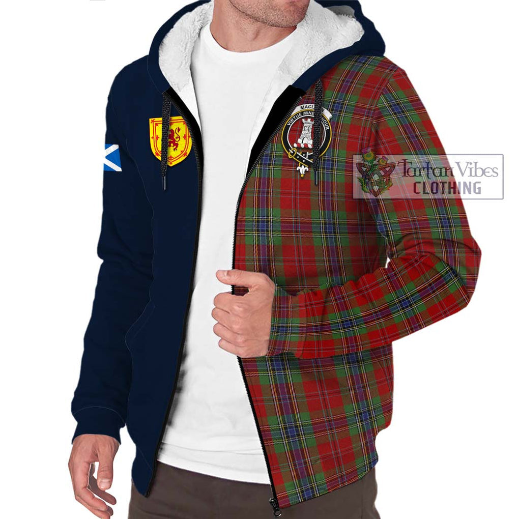 Tartan Vibes Clothing MacLean of Duart Tartan Sherpa Hoodie with Scottish Lion Royal Arm Half Style