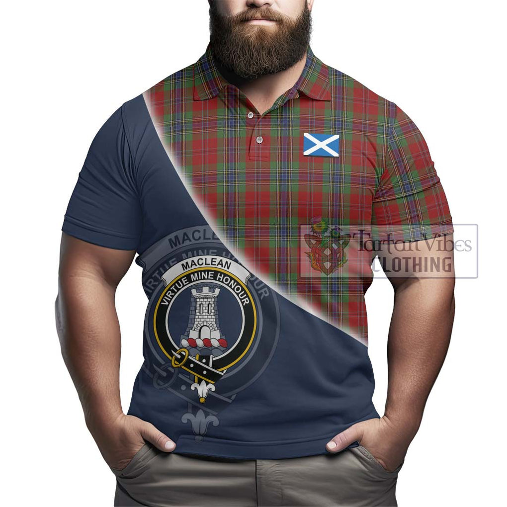 MacLean of Duart Tartan Polo Shirt with Personalised National Flag and Family Crest Half Style - Tartanvibesclothing Shop