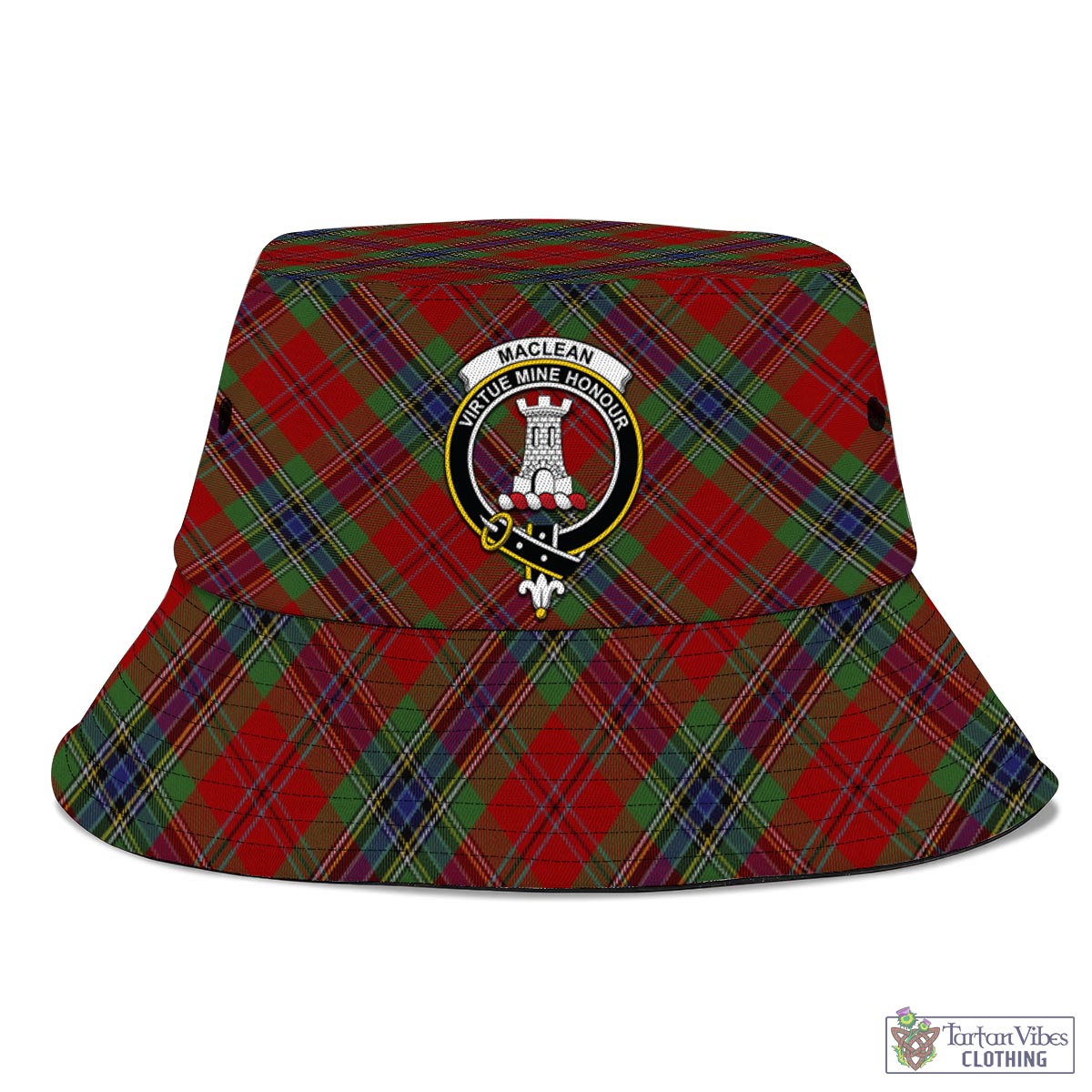 Tartan Vibes Clothing MacLean of Duart Tartan Bucket Hat with Family Crest