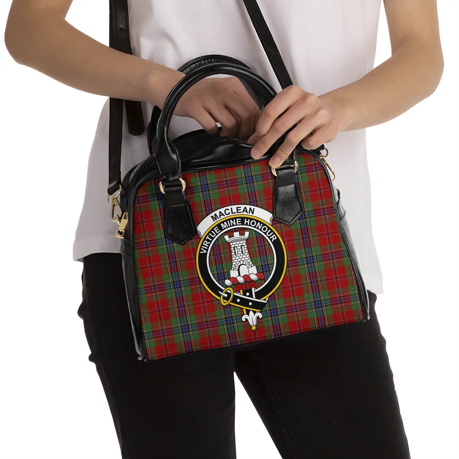 MacLean of Duart Tartan Shoulder Handbags with Family Crest - Tartanvibesclothing