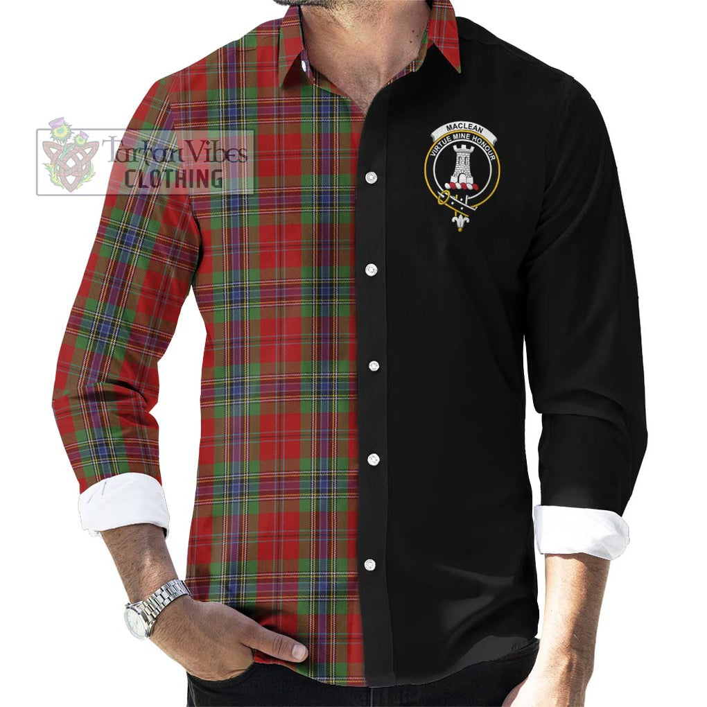 MacLean of Duart Tartan Long Sleeve Button Shirt with Family Crest and Half Of Me Style - Tartanvibesclothing Shop