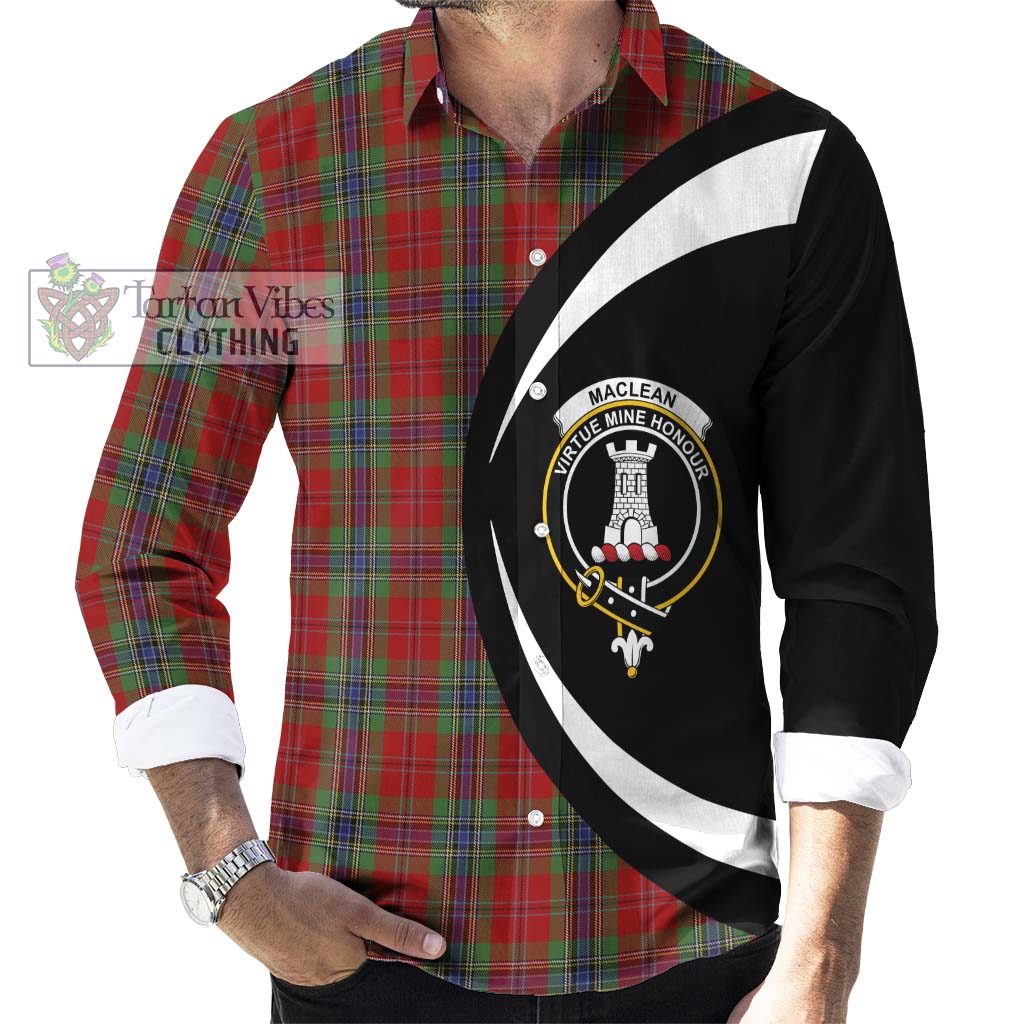 MacLean of Duart Tartan Long Sleeve Button Up with Family Crest Circle Style - Tartan Vibes Clothing