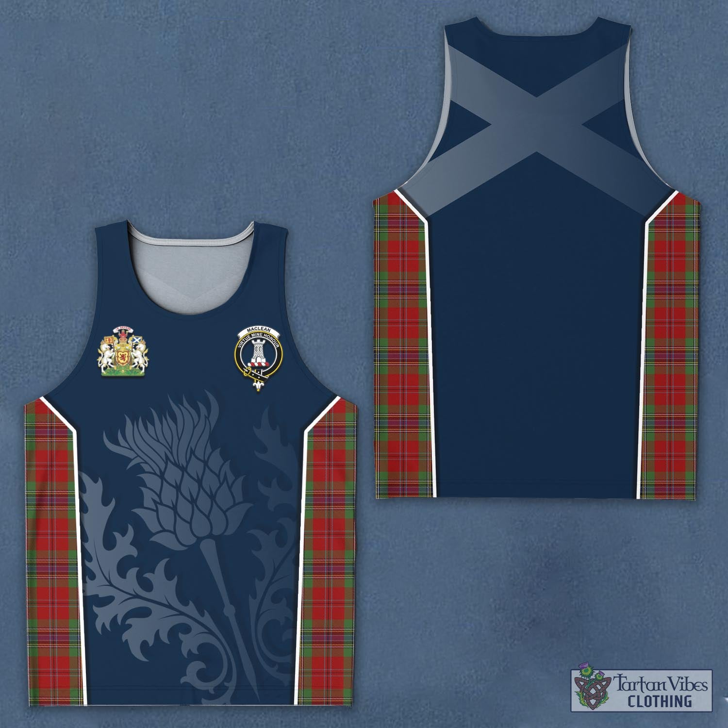 Tartan Vibes Clothing MacLean of Duart Tartan Men's Tanks Top with Family Crest and Scottish Thistle Vibes Sport Style