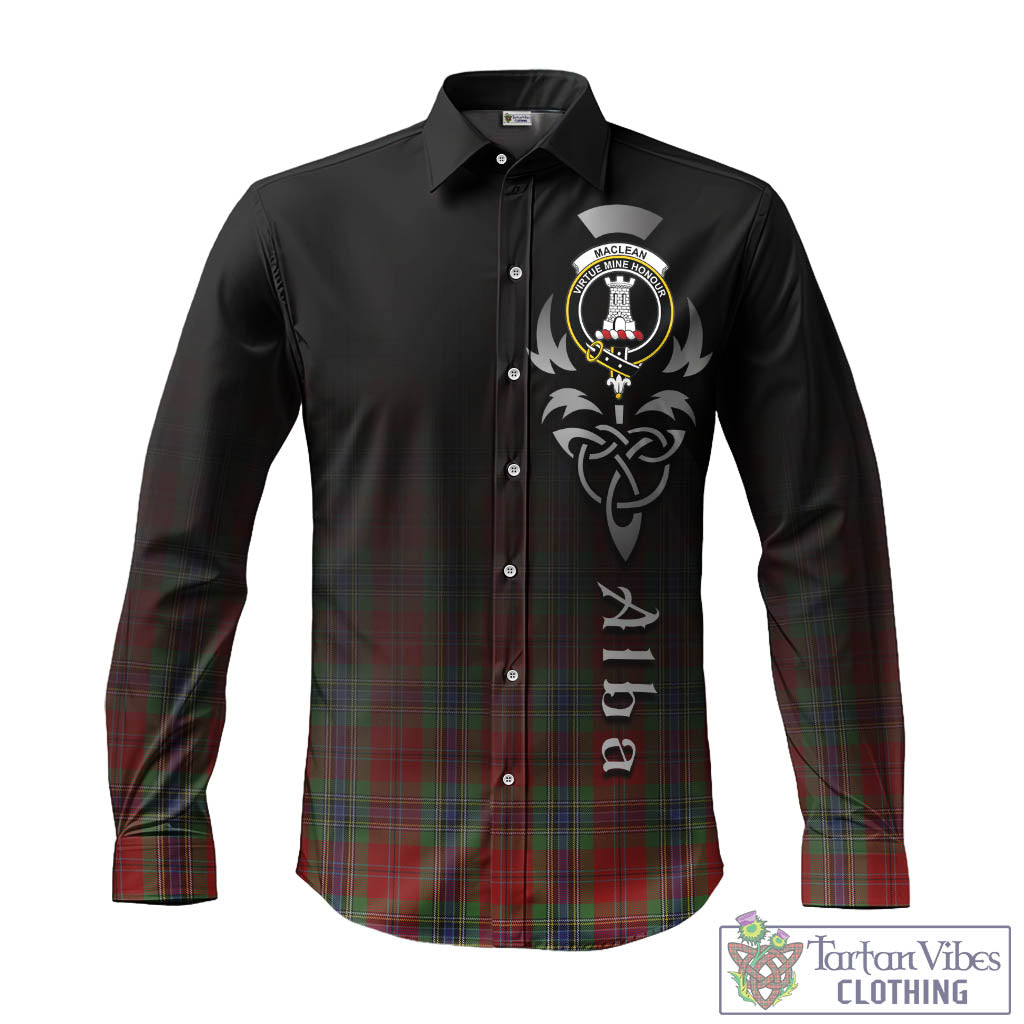 Tartan Vibes Clothing MacLean of Duart Tartan Long Sleeve Button Up Featuring Alba Gu Brath Family Crest Celtic Inspired