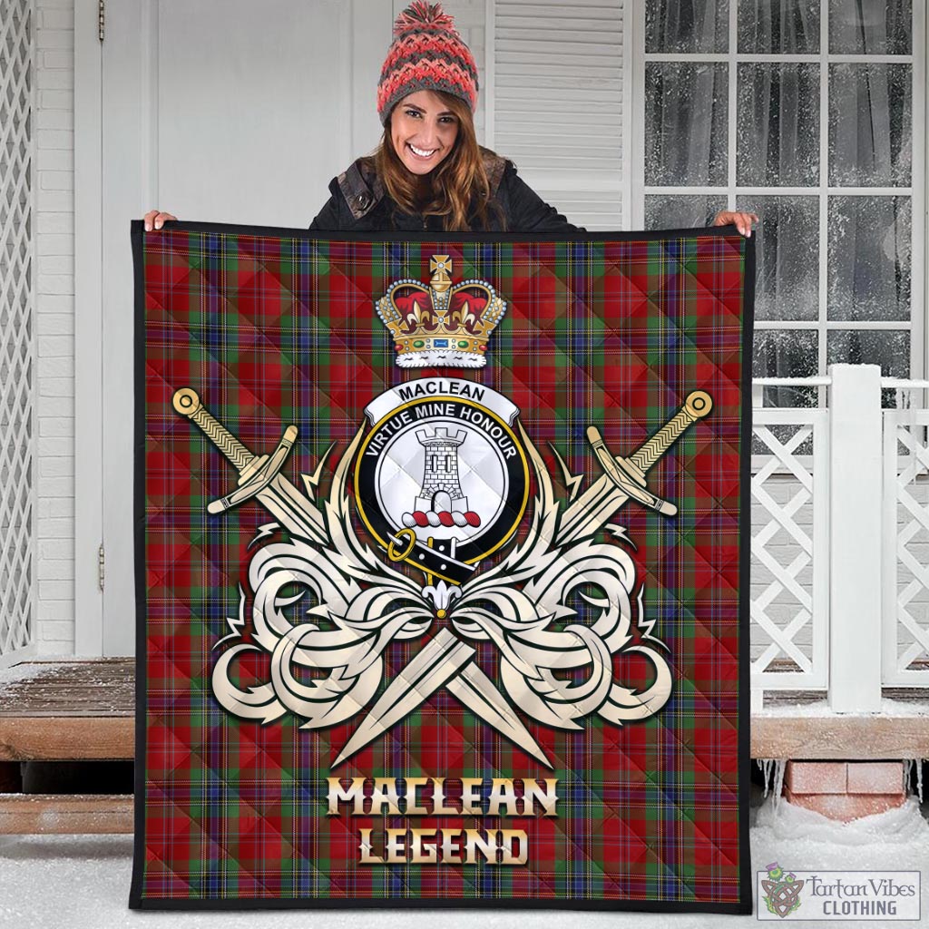 Tartan Vibes Clothing MacLean of Duart Tartan Quilt with Clan Crest and the Golden Sword of Courageous Legacy