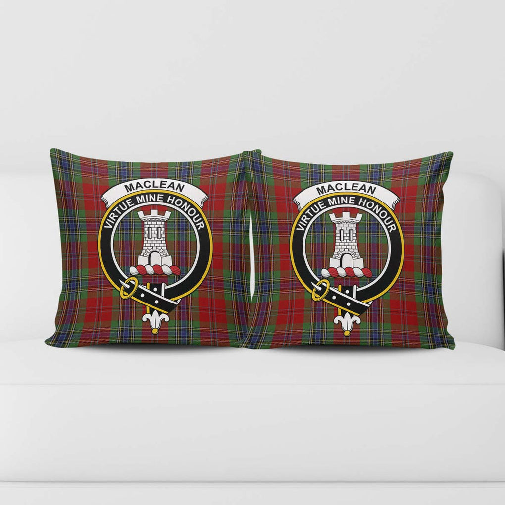 MacLean of Duart Tartan Pillow Cover with Family Crest - Tartanvibesclothing