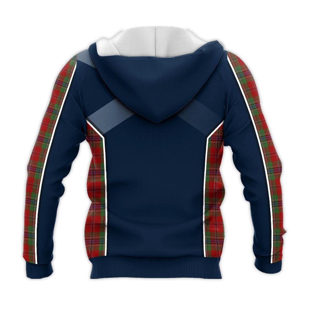 Tartan Vibes Clothing MacLean of Duart Tartan Knitted Hoodie with Family Crest and Scottish Thistle Vibes Sport Style