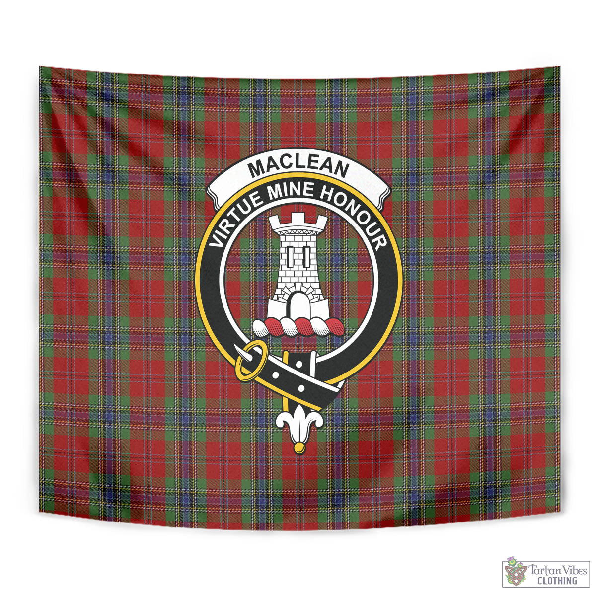 Tartan Vibes Clothing MacLean of Duart Tartan Tapestry Wall Hanging and Home Decor for Room with Family Crest