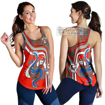 MacLean of Duart Ancient Tartan Women's Racerback Tanks with Epic Bagpipe Style