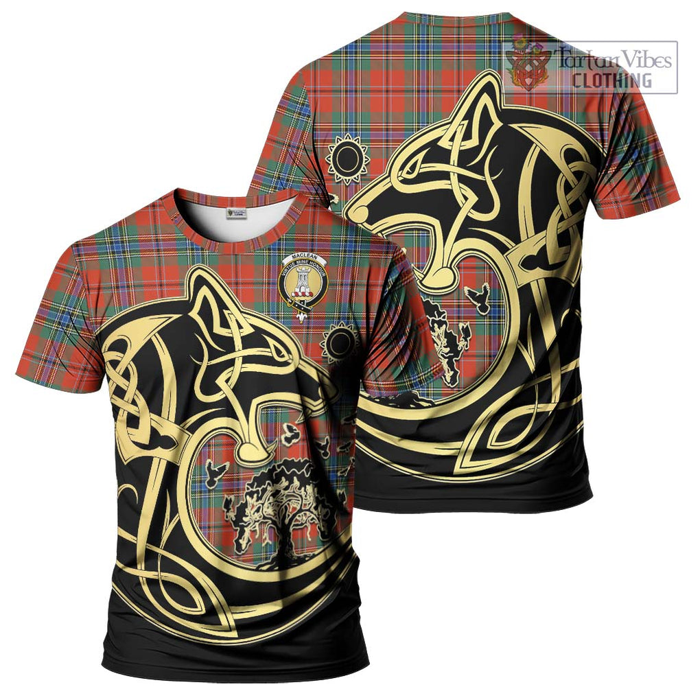 MacLean of Duart Ancient Tartan T-Shirt with Family Crest Celtic Wolf Style Kid's Shirt - Tartan Vibes Clothing