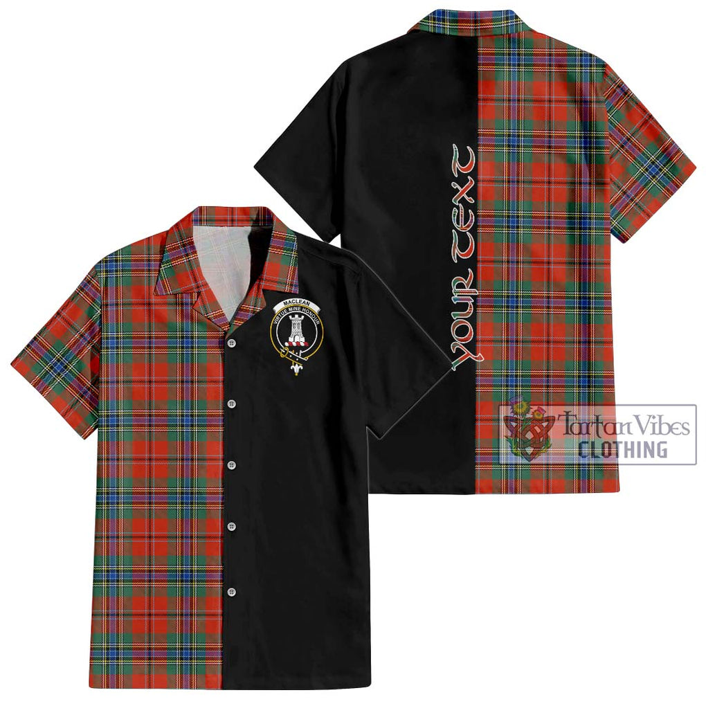 MacLean of Duart Ancient Tartan Short Sleeve Button Shirt with Family Crest and Half Of Me Style Kid - Tartanvibesclothing Shop