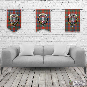 MacLean of Duart Ancient Tartan Gonfalon, Tartan Banner with Family Crest