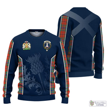 MacLean of Duart Ancient Tartan Knitted Sweatshirt with Family Crest and Scottish Thistle Vibes Sport Style