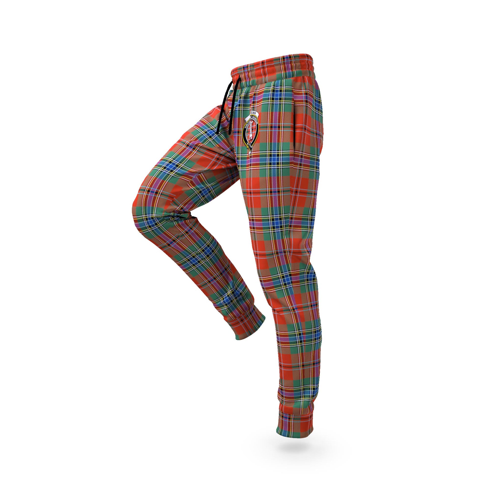 MacLean of Duart Ancient Tartan Joggers Pants with Family Crest S - Tartan Vibes Clothing