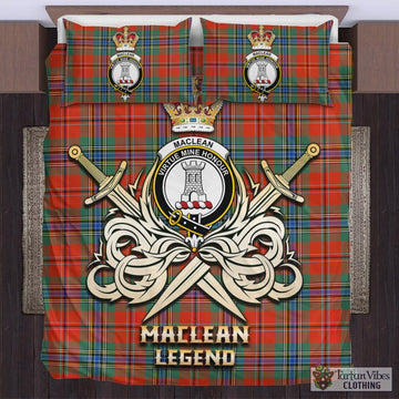 MacLean of Duart Ancient Tartan Bedding Set with Clan Crest and the Golden Sword of Courageous Legacy