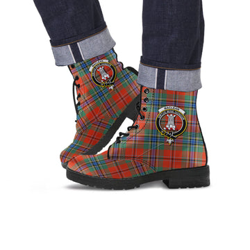 MacLean of Duart Ancient Tartan Leather Boots with Family Crest