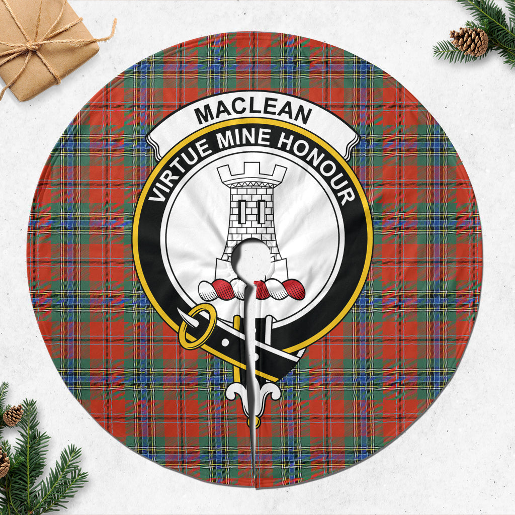 MacLean of Duart Ancient Tartan Christmas Tree Skirt with Family Crest - Tartanvibesclothing