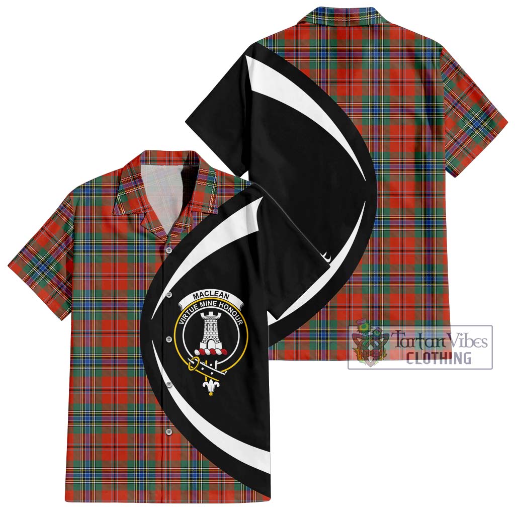 MacLean of Duart Ancient Tartan Short Sleeve Button Up with Family Crest Circle Style Kid - Tartan Vibes Clothing