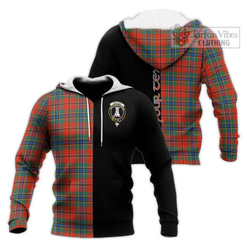 MacLean of Duart Ancient Tartan Knitted Hoodie with Family Crest and Half Of Me Style