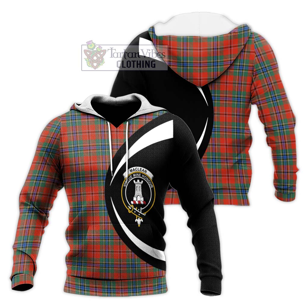 MacLean of Duart Ancient Tartan Knitted Hoodie with Family Crest Circle Style Unisex Knitted Pullover Hoodie - Tartan Vibes Clothing