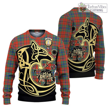 MacLean of Duart Ancient Tartan Ugly Sweater with Family Crest Celtic Wolf Style