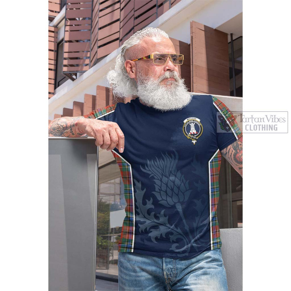 Tartan Vibes Clothing MacLean of Duart Ancient Tartan Cotton T-shirt with Family Crest and Scottish Thistle Vibes Sport Style