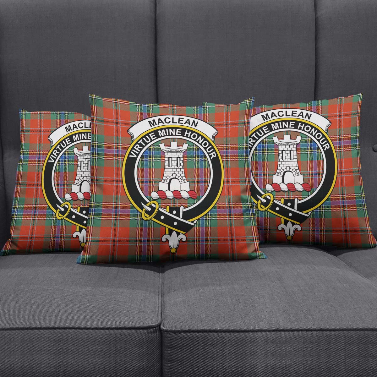 MacLean of Duart Ancient Tartan Pillow Cover with Family Crest Square Pillow Cover - Tartanvibesclothing