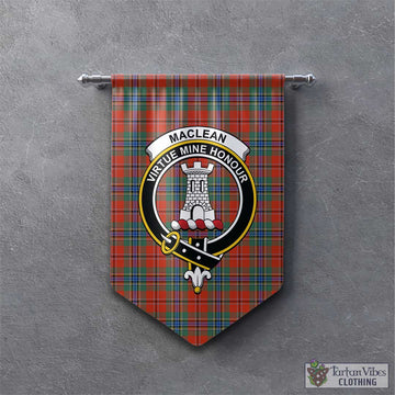 MacLean of Duart Ancient Tartan Gonfalon, Tartan Banner with Family Crest