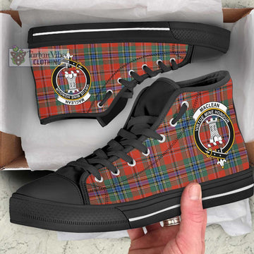 MacLean of Duart Ancient Tartan High Top Shoes with Family Crest