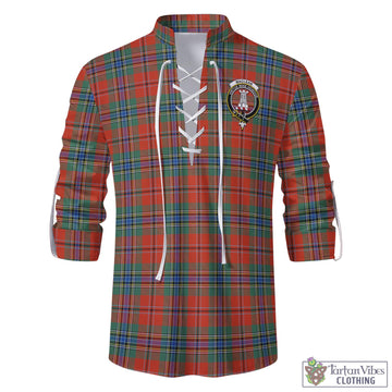 MacLean of Duart Ancient Tartan Men's Scottish Traditional Jacobite Ghillie Kilt Shirt with Family Crest