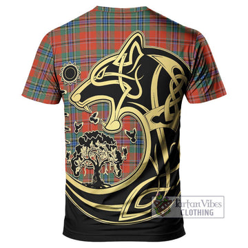 MacLean of Duart Ancient Tartan T-Shirt with Family Crest Celtic Wolf Style