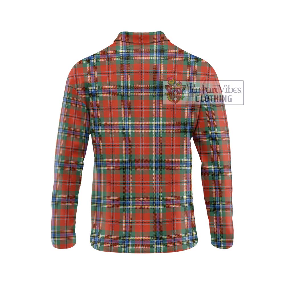 MacLean of Duart Ancient Tartan Long Sleeve Polo Shirt with Family Crest DNA In Me Style - Tartanvibesclothing Shop