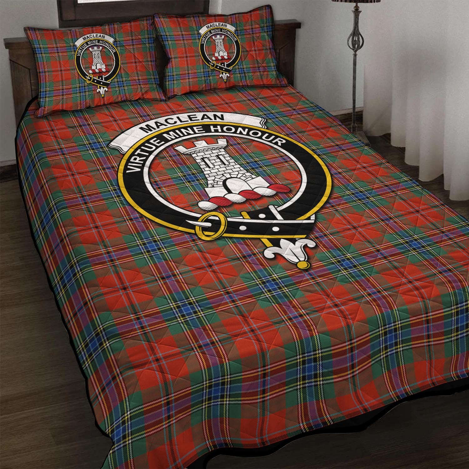 MacLean of Duart Ancient Tartan Quilt Bed Set with Family Crest - Tartan Vibes Clothing