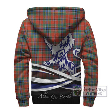 MacLean of Duart Ancient Tartan Sherpa Hoodie with Alba Gu Brath Regal Lion Emblem