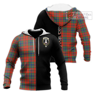 MacLean of Duart Ancient Tartan Knitted Hoodie with Family Crest and Half Of Me Style