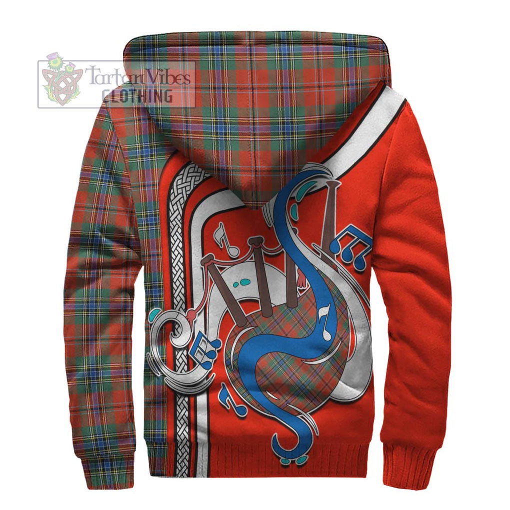 MacLean of Duart Ancient Tartan Sherpa Hoodie with Epic Bagpipe Style - Tartanvibesclothing Shop