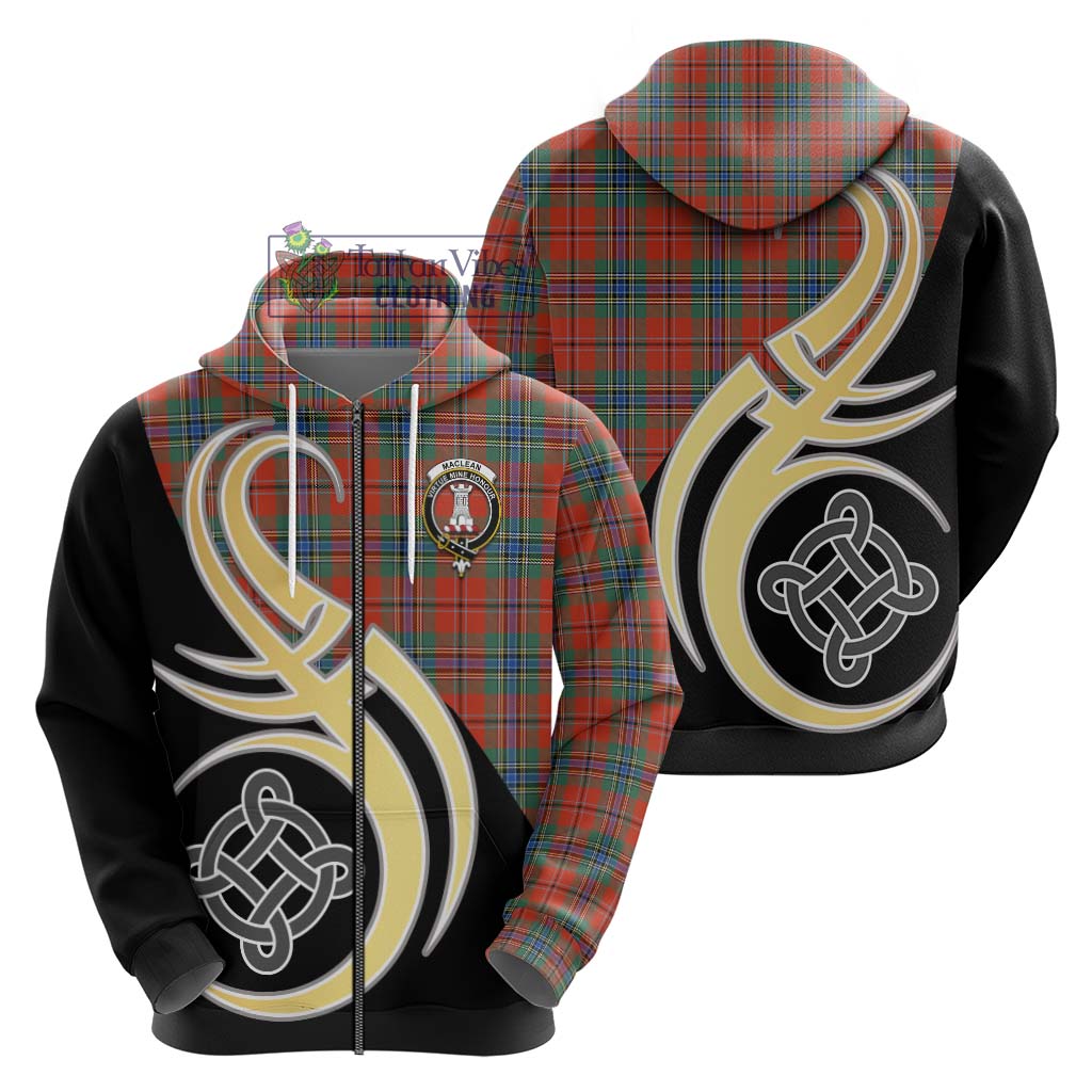 MacLean of Duart Ancient Tartan Hoodie with Family Crest and Celtic Symbol Style - Tartan Vibes Clothing