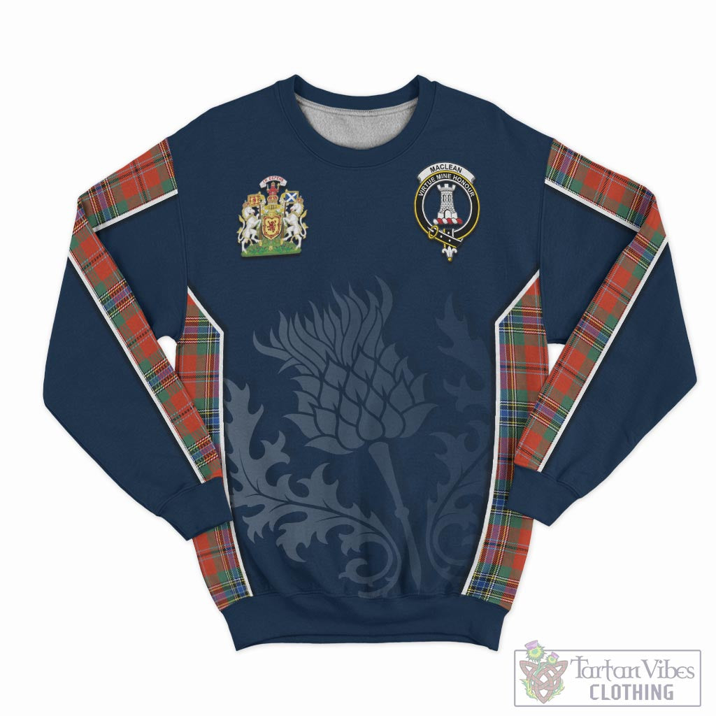 Tartan Vibes Clothing MacLean of Duart Ancient Tartan Sweatshirt with Family Crest and Scottish Thistle Vibes Sport Style