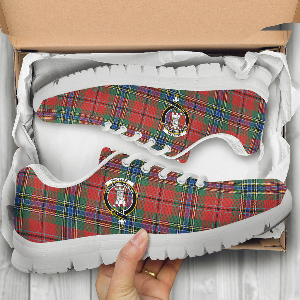 MacLean of Duart Ancient Tartan Sneakers with Family Crest - Tartan Vibes Clothing