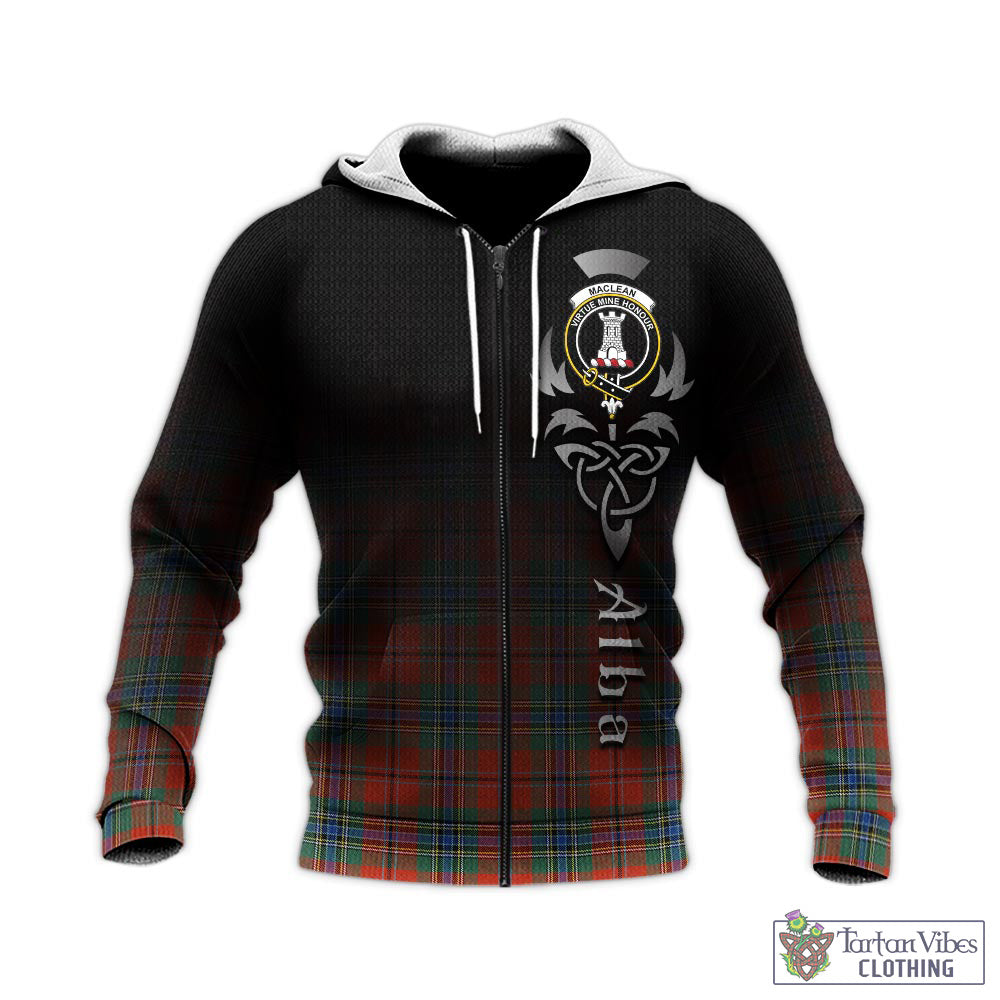 Tartan Vibes Clothing MacLean of Duart Ancient Tartan Knitted Hoodie Featuring Alba Gu Brath Family Crest Celtic Inspired