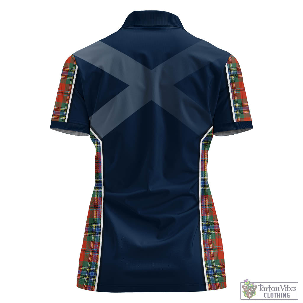 Tartan Vibes Clothing MacLean of Duart Ancient Tartan Women's Polo Shirt with Family Crest and Scottish Thistle Vibes Sport Style