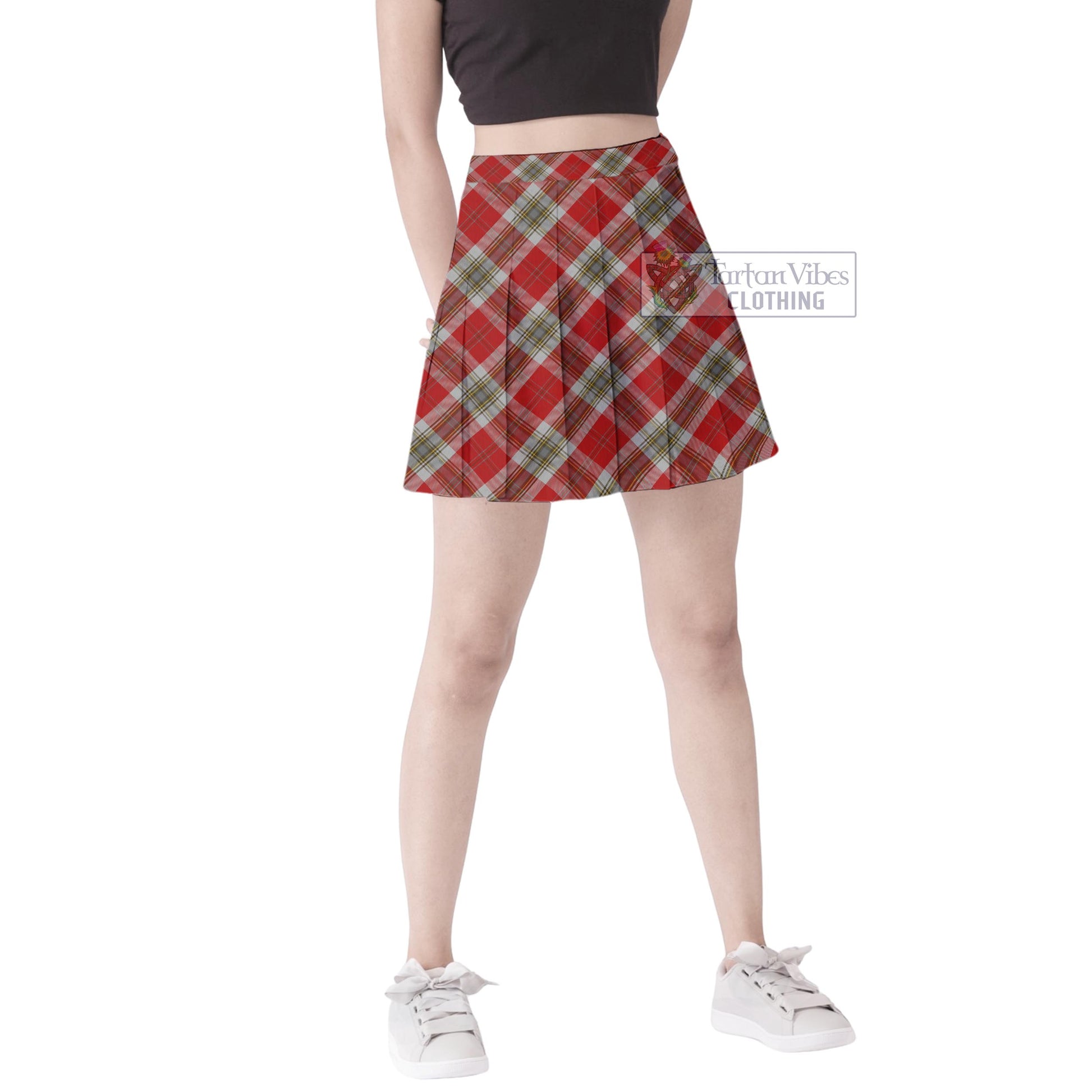 Tartan Vibes Clothing MacLean of Duart Dress Red Tartan Women's Plated Mini Skirt