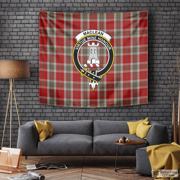 MacLean of Duart Dress Red Tartan Tapestry Wall Hanging and Home Decor for Room with Family Crest